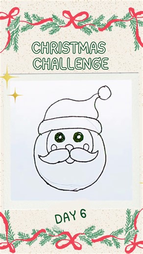 Here’s Day 6 – Santa Head Drawing 🎅✨🎄 #SantaDrawing #christmas #drawing #festivevibes #art