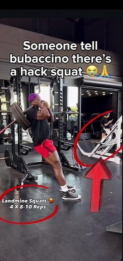 Someone tell bubaccino there’s a hack squat 😭🙏Doing this barbell variation is simply worse