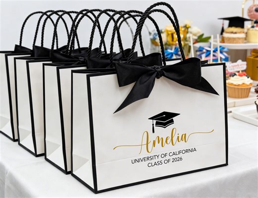Personalized Graduation Gift Bags, Custom Graduation Party Decoration, Graduation Goodie Bags With Name, Gift for Best Friend, Class of 2026 - Etsy
