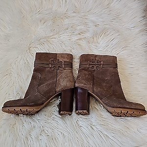 Brown Ankle Boots with Chunky Heel and Suede Material TORY BURCH