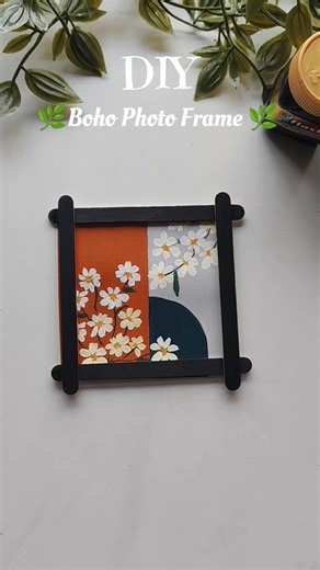 Diy boho photo frame 🌿 #artshorts #shortsviral #craft #diy #youtubeshorts #homedecor #shorts
