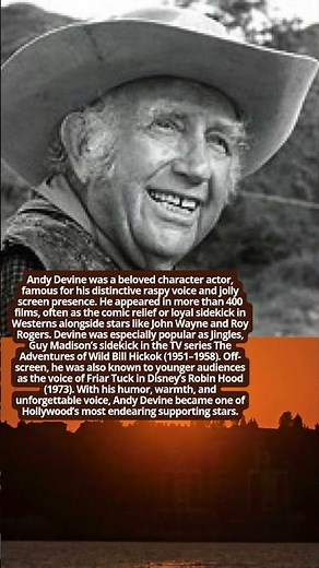 Andy Devine Hollywoods Lovable Sidekick #hollywoodbuzz #vintage #facts #western