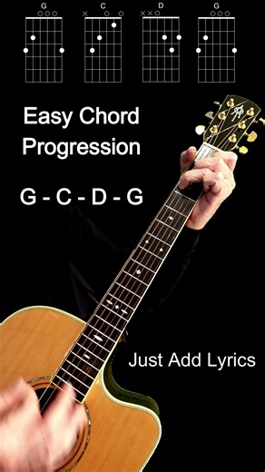 Easy Guitar Chord Progression for Beginners (G C D G) #guitar #guitartutorial #acousticguitar