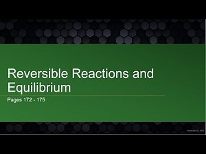 AICE Chemistry | Chapter 8.1: Reversible Reactions and Dynamic Equilibrium
