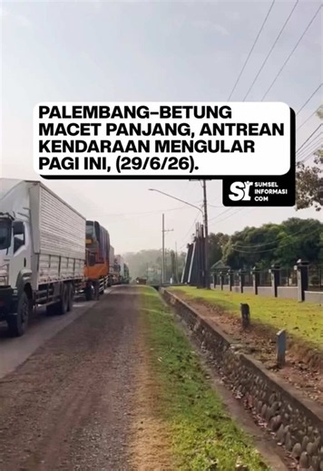 MACETTT PANJANG PALEMBANG MENUJU JAMBI LUR 🥲😮‍💨 Kemacetan panjang masih terjadi di Jalur Lintas Timur (Jalintim) Palembang–Betung pada Senin pagi (29/6/2026). Berdasarkan pantauan kiriman warganet yang di lokasi kemacetan, kemacetan berada di sekitaran Langkan, Pangkalan Balai, hingga Betung menuju arah jambi, dan berdampak hingga ruas Jalan Lintas Sumatera Palembang–Jambi. Pengendara diimbau untuk bersabar, mengutamakan keselamatan, serta mempertimbangkan jalur alternatif apabila memungkinka