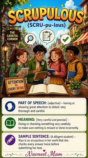 Word of the Day: SCRUPULOUS 📚 | Meaning, Pronunciation & Example #shorts