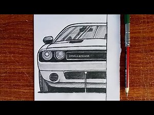 How to Draw a Dodge Challenger Easy Step by Step | Using Just a Pencil (Beginner Tutorial)