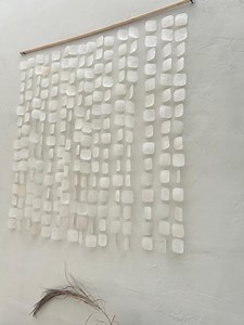 Square White Capiz Shell Wall Hanging | Beach House White Shell Wall Hanging | Christmas Boho Wall Hanging | Fall Bohemian Shell Decor - Etsy