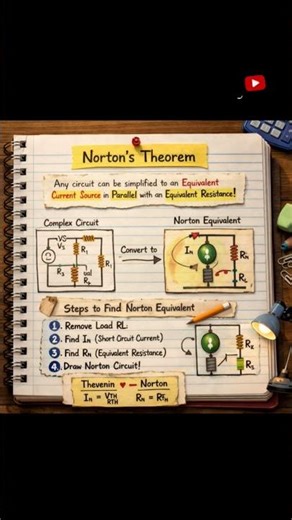 Nortons theorem#Shorts #NortonsTheorem #ElectricalEngineering #CircuitAnalysis #Electronics #STEM#yt