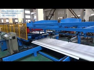 Roofing sheets roll forming machine with auto stacker.