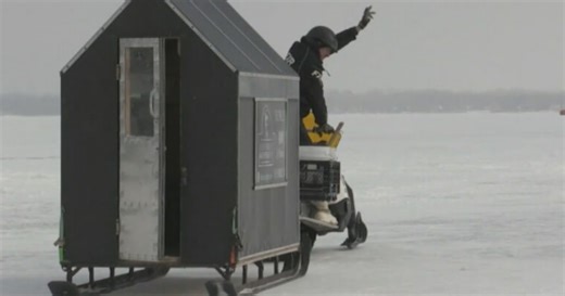 Ice hut fishing on Lake Simcoe