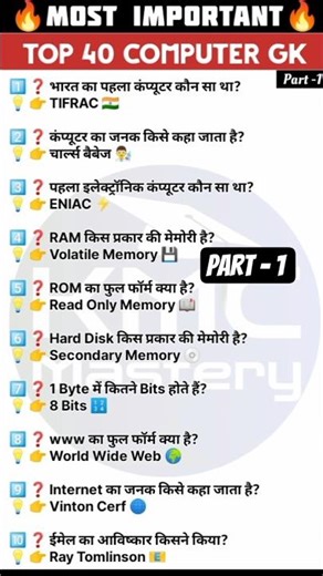 💻 Computer GK Part 1 | Top 10 Important Questions & Answers | #shorts #gk #computer