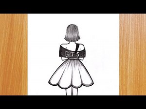 bts girl drawing : BTS girl drawing | pencil sketch of BTS Army.girl drawing easy 💜 BTS Army drawing