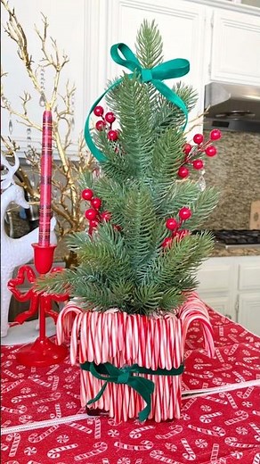 Candy Cane Centerpiece DIY | Festive Holiday Decor #christmastree #christmasdecor