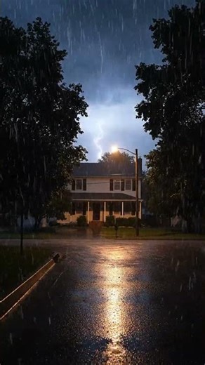 Silent American Suburban Night #rain #rainoundforsleep #rainsounds #asmrrain #relax #rainambience