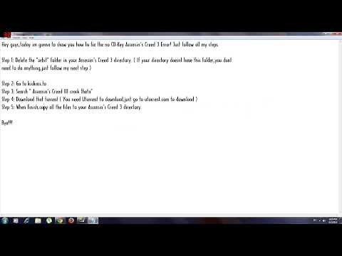 How To Fix Assassin's Creed III No CD-Key ERROR!!!