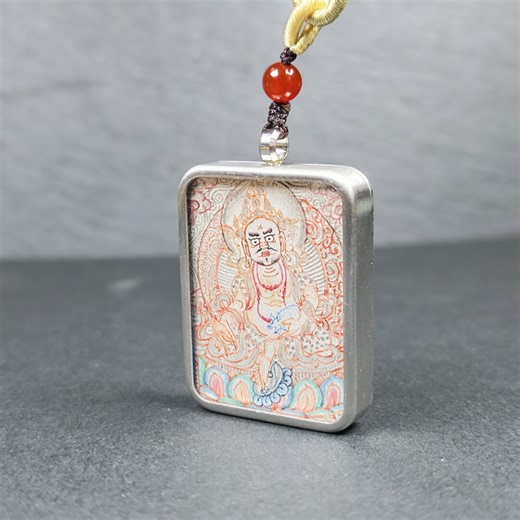 Hand-painted Yellow Jambhala Locket Necklace – Tibetan Gau Amulet - Etsy