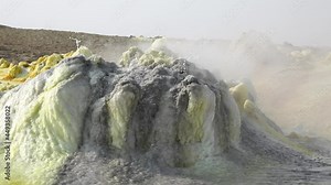 Geothermal field. Hot springs in the acid lake.Dallol acid lakes in the Danakil depression in Ethiopia, Africa. Stock Video