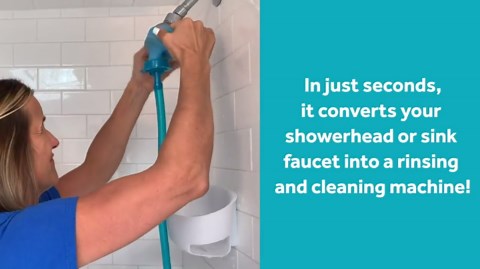 Rinseroo: 6 Foot Slip-on, Handheld Showerhead Attachment Hose for Sink/Shower. No Install, Detachable Shower Head Sprayer. For Faucets Up To 4" Wide. Not for tubs.