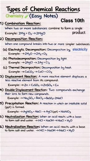 Class 10th science(Chemistry 🧪) important notes #notes#class10 #science#chemistry#easynotes