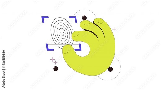 Fingerprint scan access onboarding ui animation. Finger print biometric identification. Secure login authentication. Web design. Mobile app intro motion. Micro UX scene 4K video on transparent