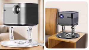 Foldable Desktop Projector Stand, Universal 360°Adjustable Table Mount 1/4" Screw，360° Rotation PJ Holde Black Projector Tray for Home Office Studio with Cable Ties