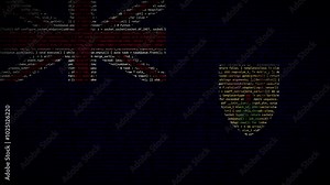 Binary code on flag of Turks and Caicos Islands. Program source code or Hacker concept on Turks and Caicos Islands flag. Turks and Caicos Islands digital technology security, hacking or programming