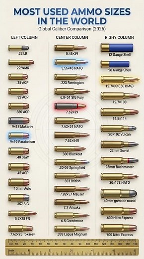 Most Used Ammo Sizes in the World 2026 😳🔥