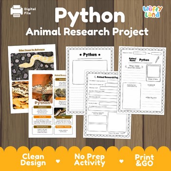 Python Research Project | Snake Report Writing | Real Photo Informational Text