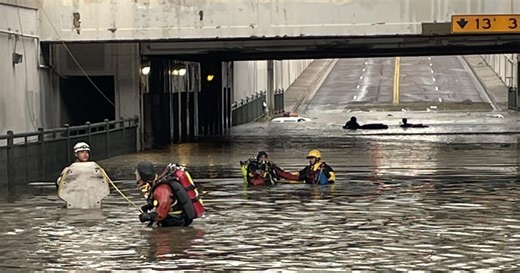 Dive crews confirm nobody is inside submerged car at underpass along W. 38th Avenue