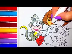 Dora the Explorer//Dora, the monkey and the lamb //Дора,обезьяна и ягненок //Coloring for children