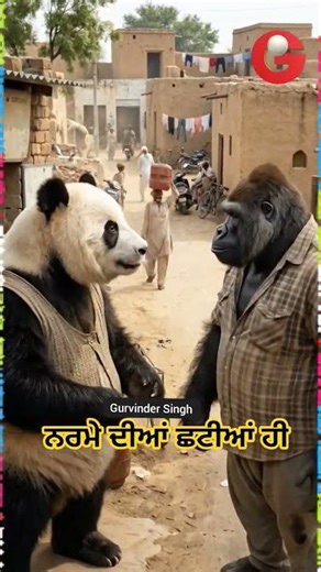 Gorilla and Panda funny part 36 | #gurvinder singh I #shoorts #funny #punjabicomedy