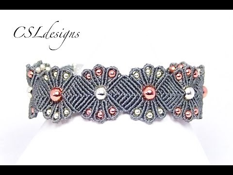 Micro macrame flower bracelet