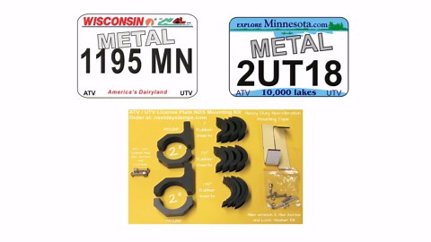 ATV UTV License Plate Mounting Kit | Side by Side Bracket | Fits Horizontal Tube Bars - Etsy Canada