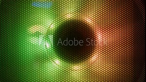 Neon colorful pc processor cooler rotating close-up. Neon system unit, computer case atx, modern personal gaming computer with neon light. Cooling cooler computer, chipsets, graphics cards, hard disk