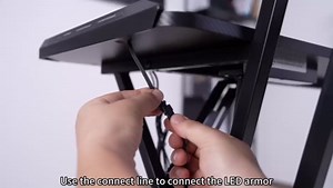 55 Inch Gaming Desk, Smart Computer Gamer Desk with LED Lights & Mouse Pad, Gaming Table with Power Outlet, Monitor Stand, Side Hook, Ergonomic Work Desks for Home Office, Carbon Fiber Black