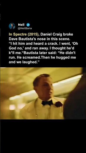 In Spectre (2015), Daniel Craig broke Dave Bautista’s nose in this scene