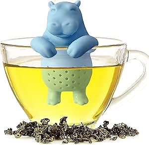 1pcs creative animal tea infuser, cute loose leaf tea steeper, reusable, Easy to carry, brew a cup of good tea anytime, anywhere(A hippopotamus)