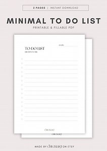 Minimal to Do List, Simple Task Template, Productivity Planner Aesthetic Template, Printable & Fillable PDF, Digital Goodnotes Template - Etsy Canada