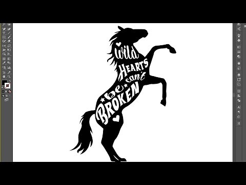 Illustrator CC Animal Silhouette Tutorial create wild horse stencil with typography cutout clipart