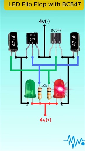 LED Flip Flop Circuit Using BC547 | Simple Two Transistor Blinking LED Project #diyengineering