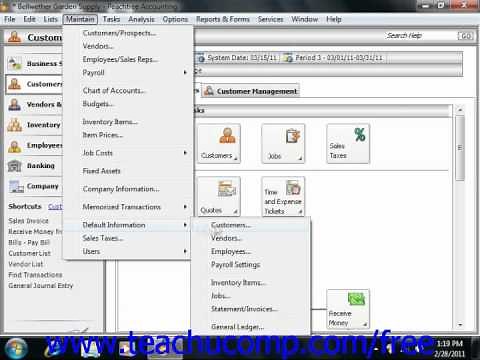 Peachtree Tutorial General Ledger Default Settings Sage Training Lesson 3.1