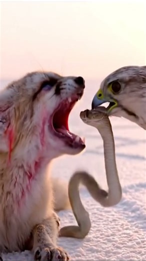 🐍 SHOCKING Gift! Eagle Hands a LIVE SNAKE to a Fox! Unbelievable! #Wildlife #Viral #Eagle #Fox #Natu