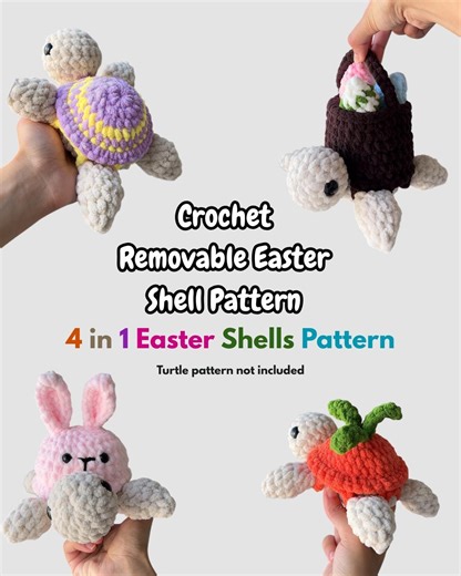 Crochet Easter Turtle Removable Shell Pattern Beginner Friendly Amigurumi Plushie (PDF Download) - Etsy