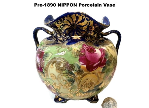 NIPPON Hand Painted Moriage Vase Antique - Etsy