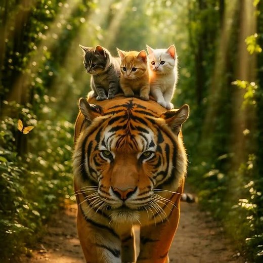 Kittens` majestic Tiger ride