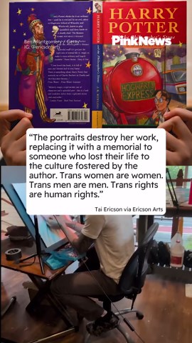 Artist turns JK Rowling's Harry Potter books into memorials for murdered trans people