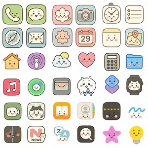 Kawaii Ios Icon Pack: Pastel Cartoon App Icons, Whimsical Theme (instant Download) - Etsy