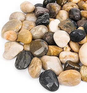 Mr. Fireglass Natural Polished Pebbles, 1.5-2 Inch Decorative Mixed Color Stones Aquarium Gravel River Rocks for Vase, Succulents, Landscaping and Home Decor (5-lb Bag)