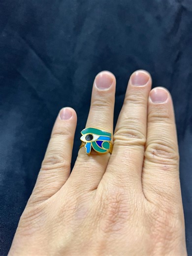 Eye of Horus Egyptian Ring in Blue Green Made in Egypt - Etsy